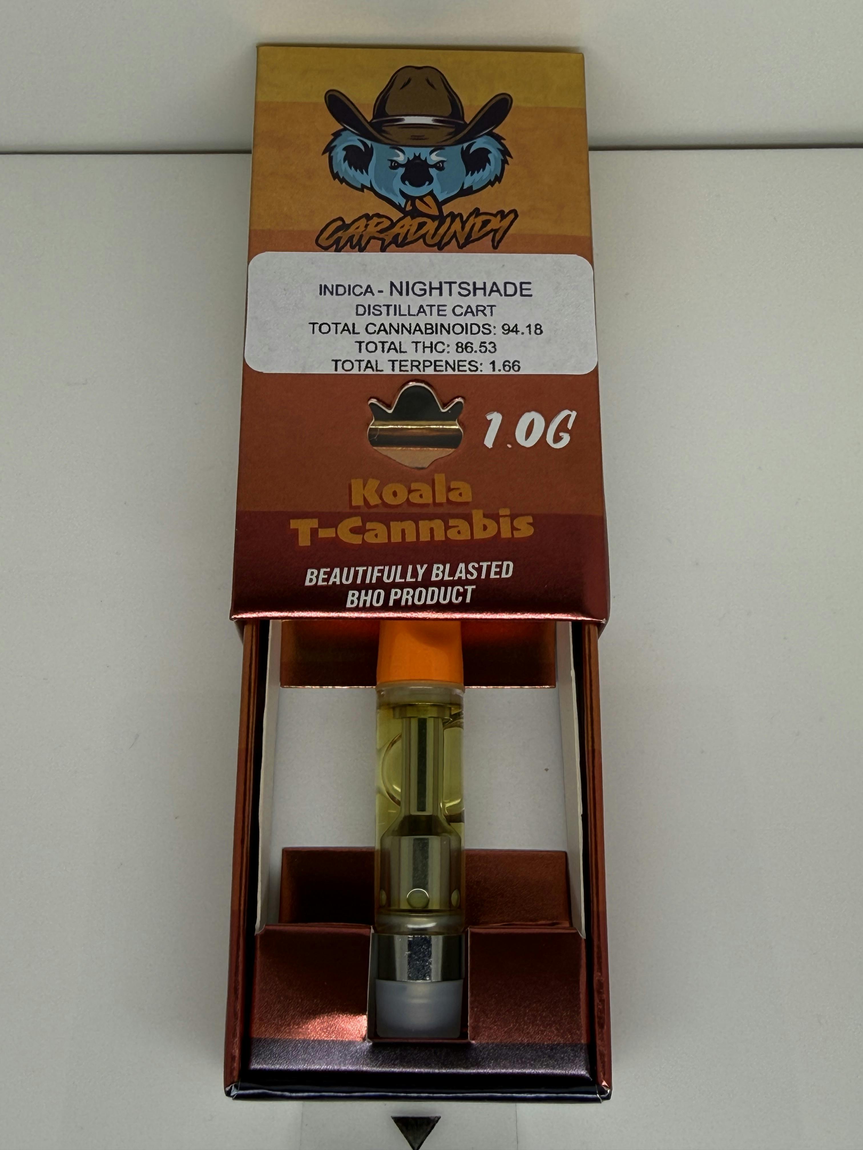 Nightshade 86.53% THC 1g Cartridge By Caradundy