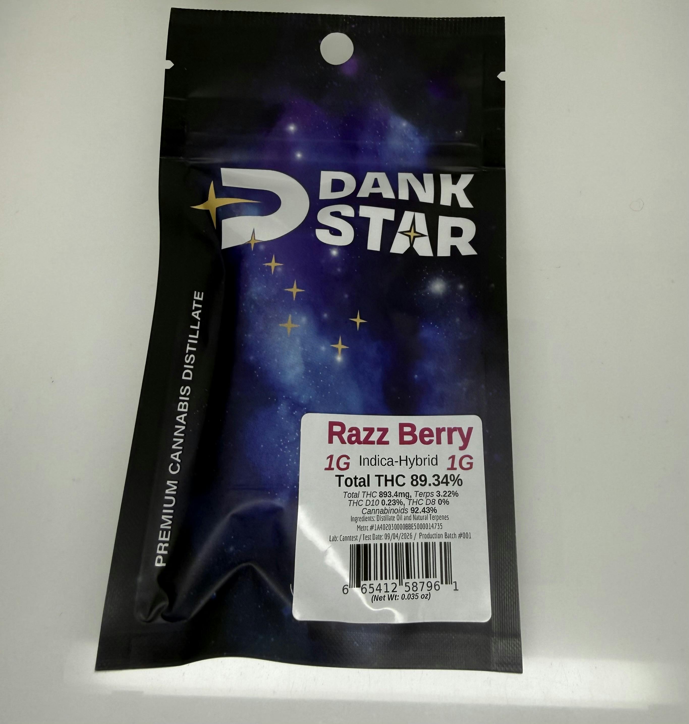 Dank Star Razz Berry 1g Disposable 89.34% THC
