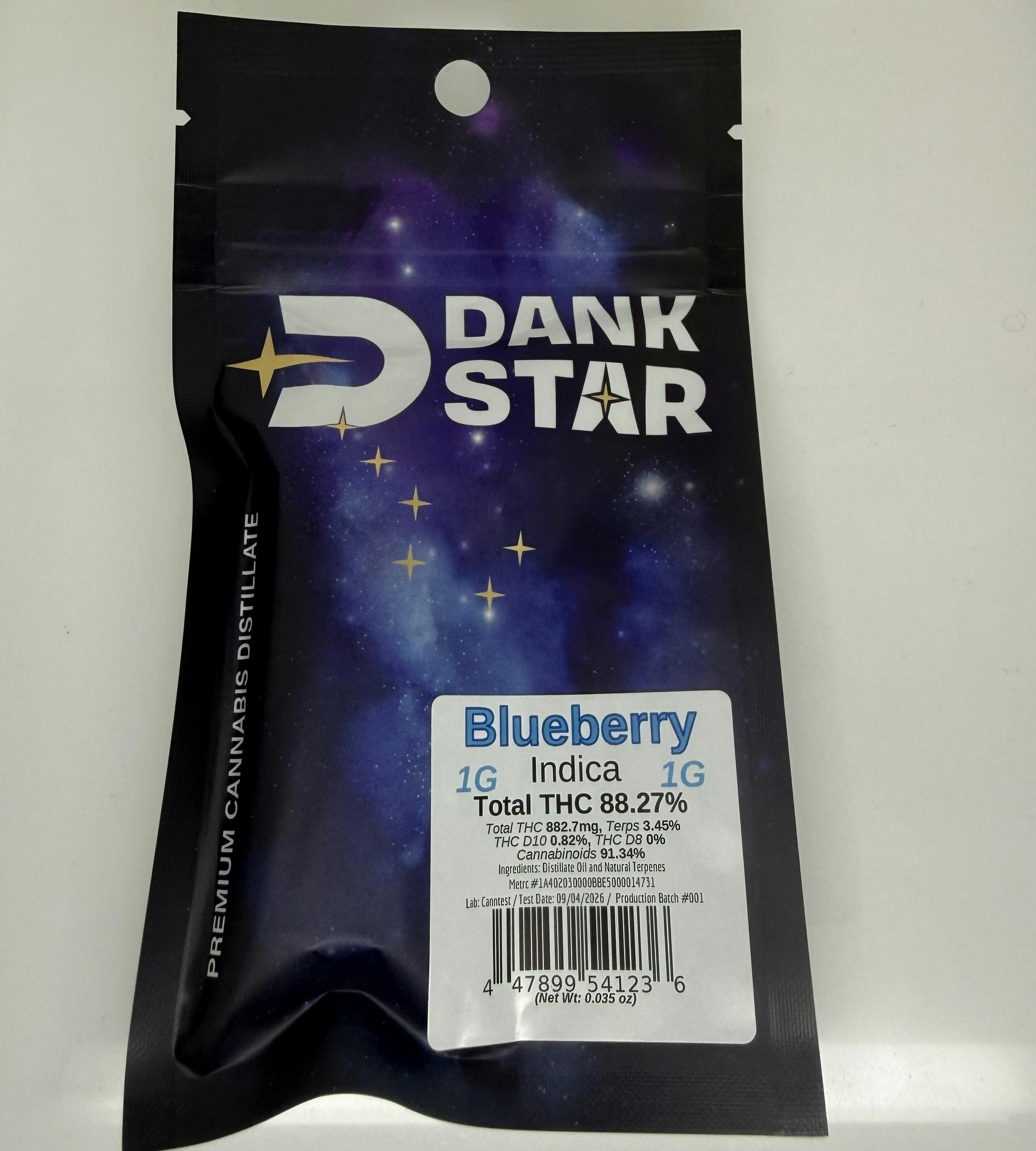 Dank Star Blueberry 1g Disposable 88.27% THC