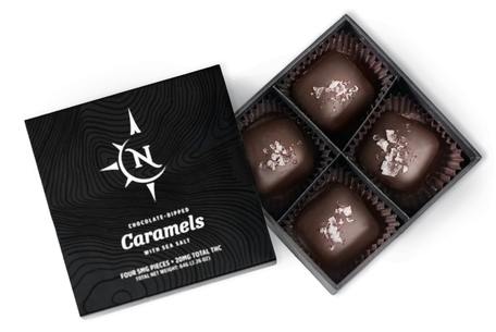 Dark Chocolate Caramels with Sea Salt 1:1 (Indica) | 4pc Caramels | 40mgTHC | North Infusions