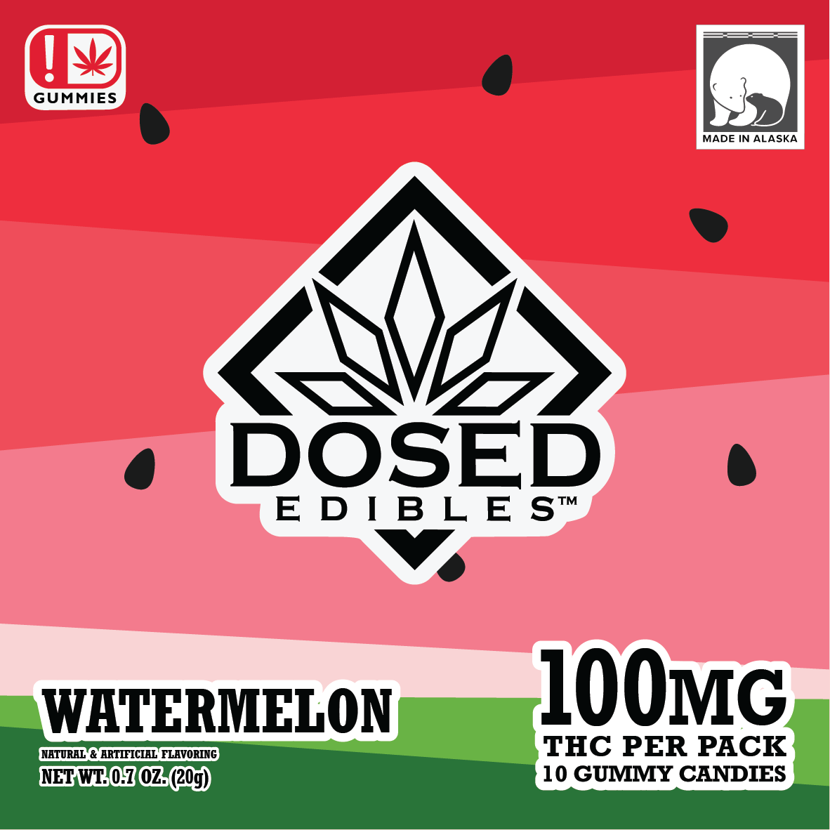 Watermelon | 10pk Gummies | 100mgTHC | Dosed Edibles Alaska