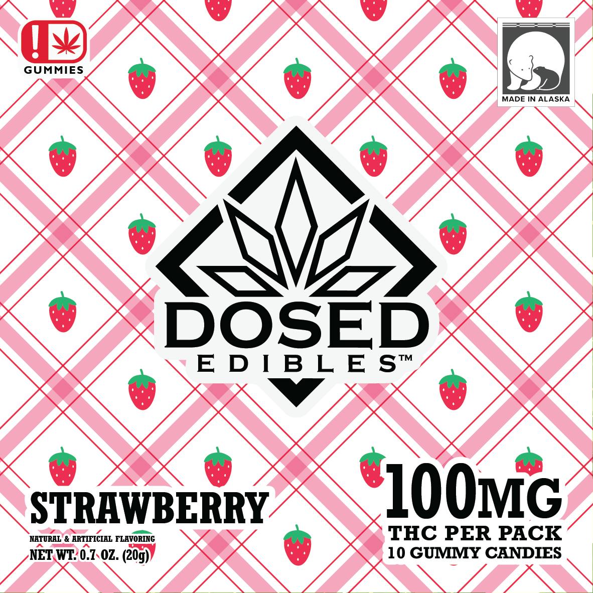Strawberry | 10pk Gummies | 100mgTHC | Dosed Edibles Alaska