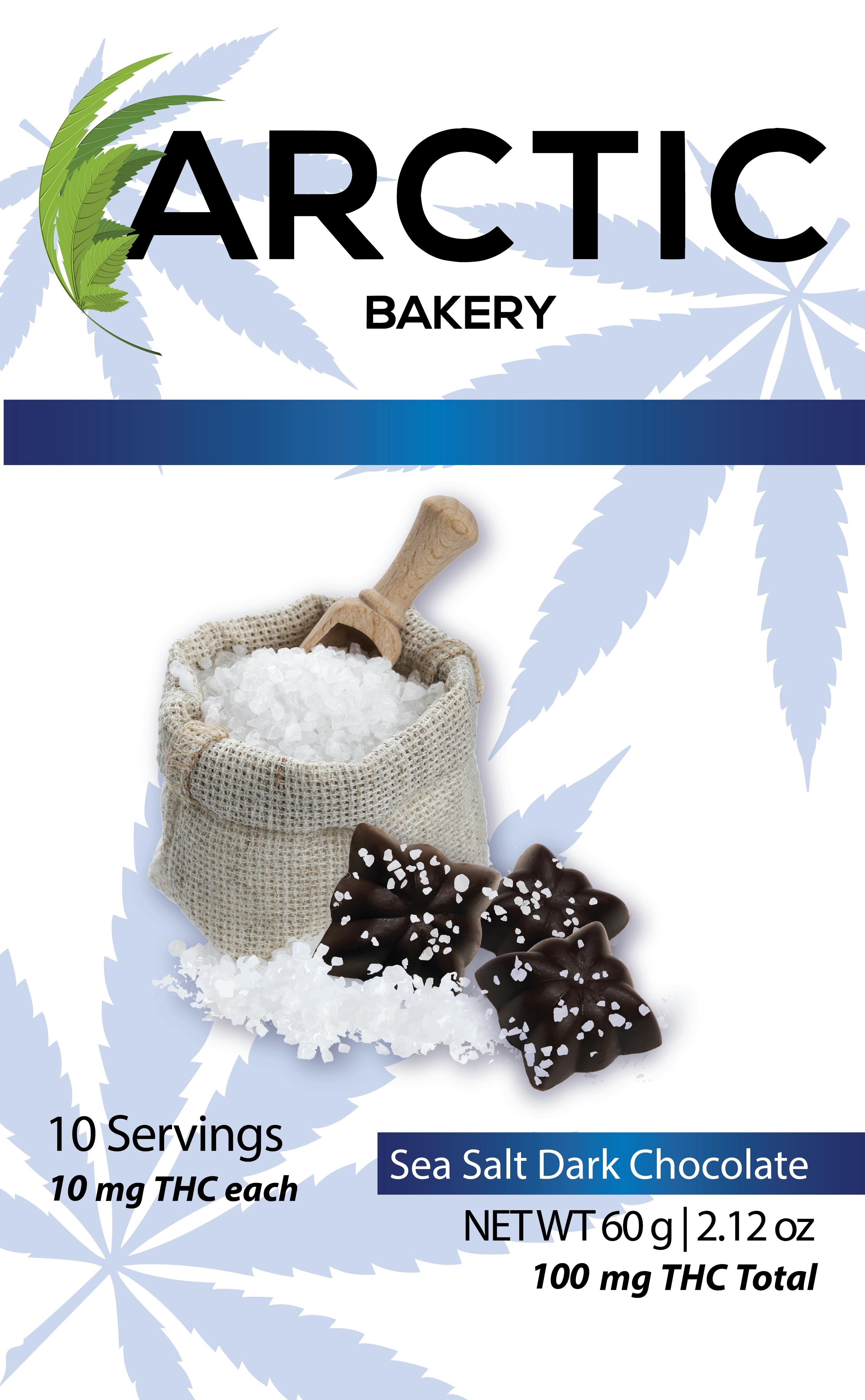 Arctic Stars - Sea Salt Dark Chocolate (hyb) | 10pk Chocolates | 100mgTHC | Arctic Bakery