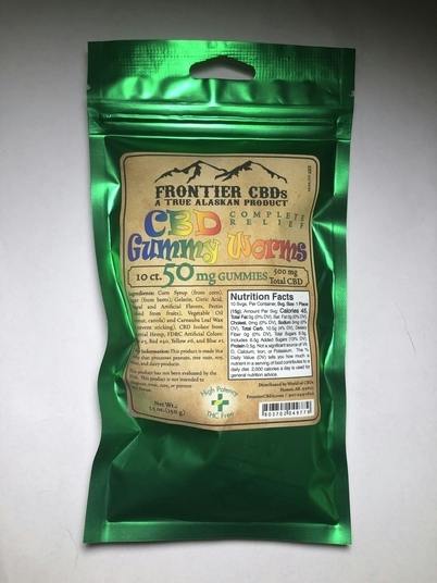 CBD Gummy Worms | 10ct | 50mgCBD | 500mgCBD Total | Frontier CBDs