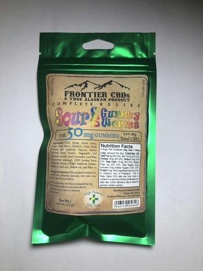 CBD Sour Gummy Worms | 5ct | 50mgCBD | 250mgCBD Total | Frontier CBDs