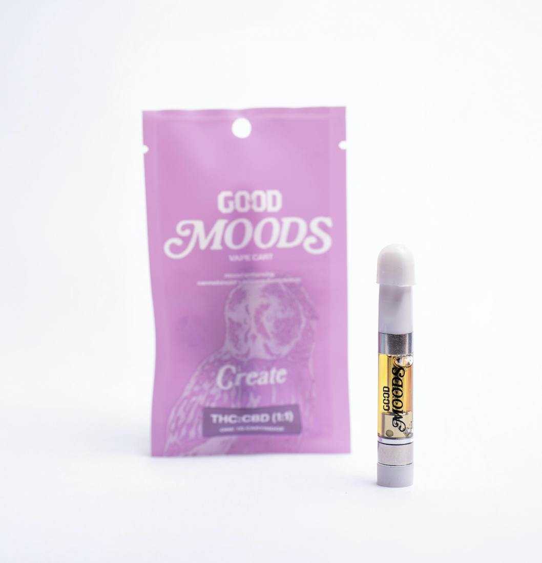GOOD Moods Create 1:1 THC:CBD | Distillate Cartridge | 46.89%THC | 46.61%CBD | GOOD Cannabis