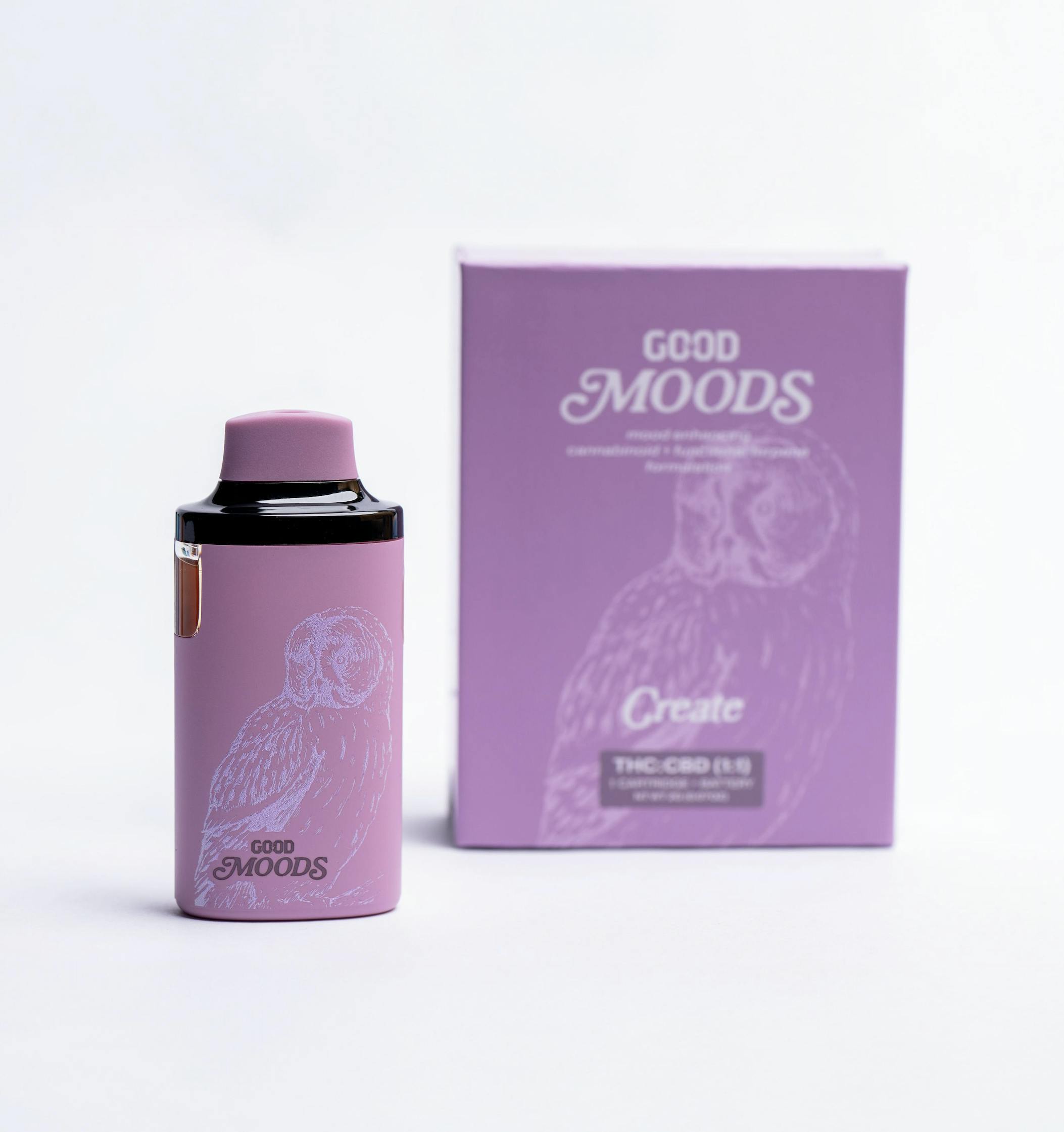 GOOD Moods Create 1:1 THC:CBD | 2g Disposable Vape | 44.42%CBD | 44.63%THC | GOOD Cannabis