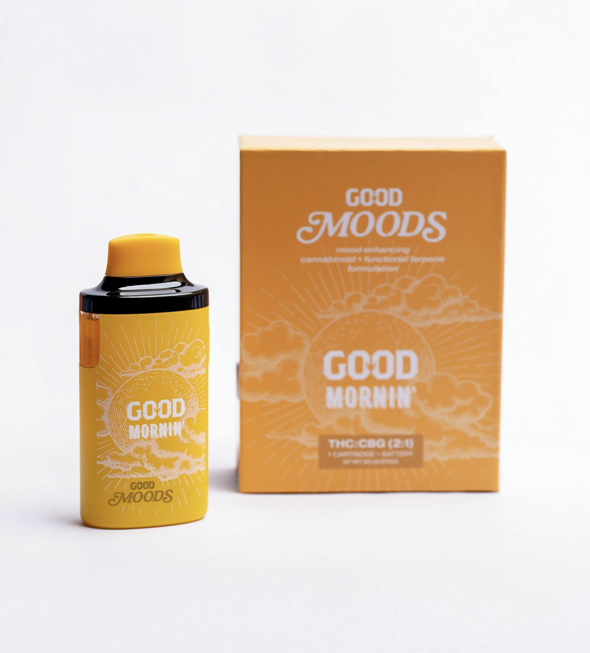 GOOD Moods Mornin' 2:1 THC:CBG | 2g Disposable Vape | 59.05%THC | 29.91%CBG | GOOD Cannabis