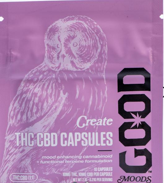 GOOD Moods - Create 1:1 THC:CBD (hyb) | 10pk Capsules | 100mgCBD | 100mgTHC | GOOD Cannabis