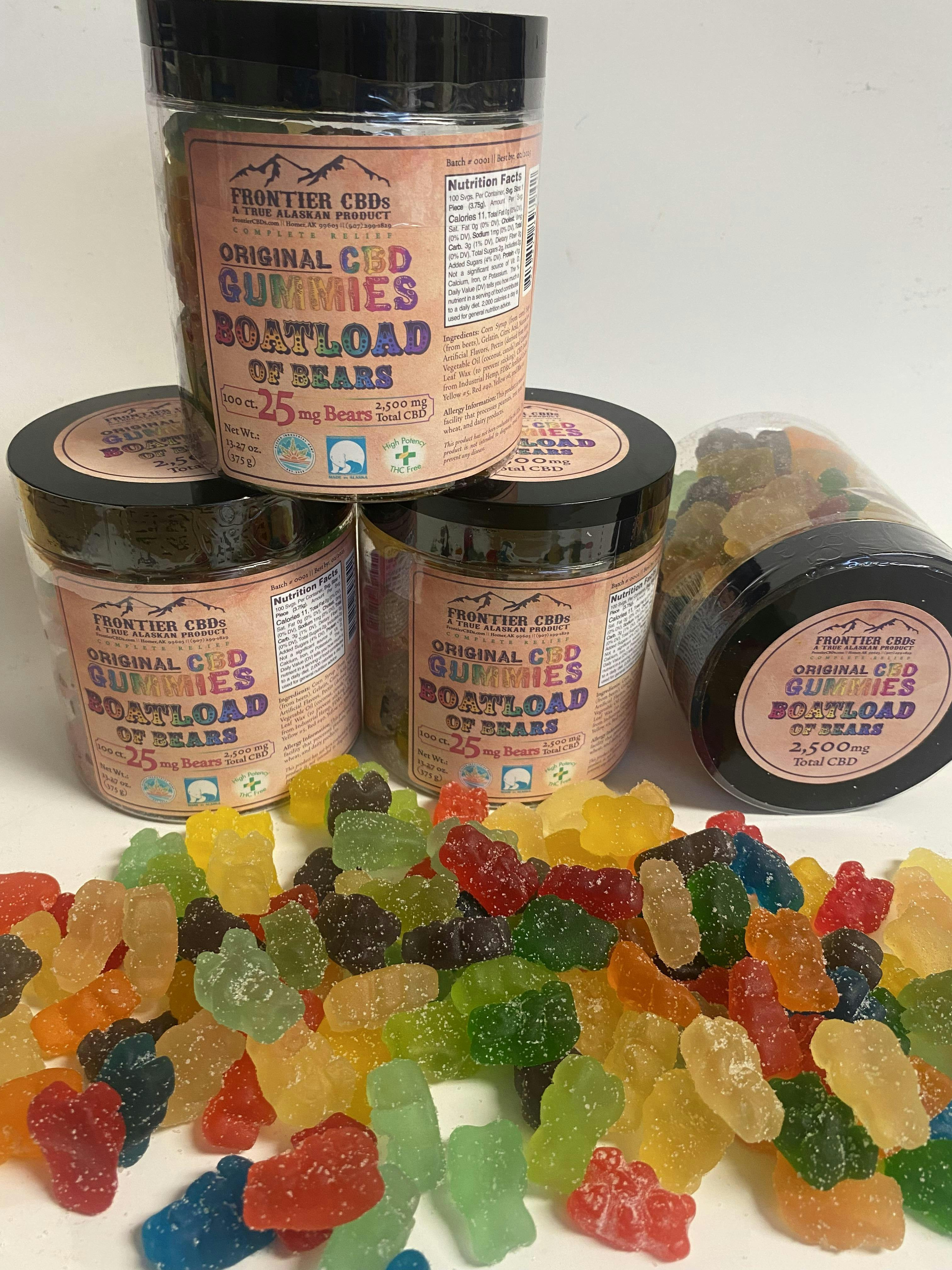 CBD Original Gummy Bears - Boatload | 100ct | 25mgCBD | 2500mgCBD Total | Frontier CBDs