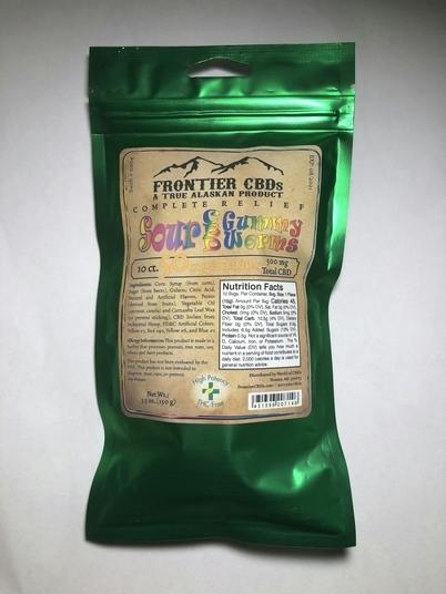CBD Sour Gummy Worms | 10ct | 50mgCBD | 500mgCBD Total | Frontier CBDs