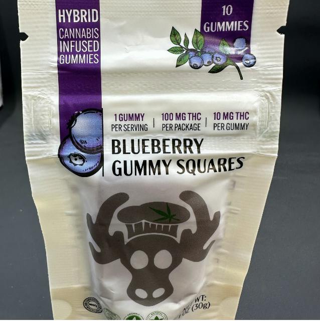 BlueBerry (hybrid) | 10pk Gummy Squares | 100mgTHC | Stoney Moose Kitchens