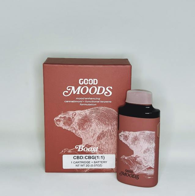 GOOD Moods Boost 1:1 CBD:CBG (NO THC) | 2g Disposable | 828mgCBD | 796mgCBG | GOOD Cannabis