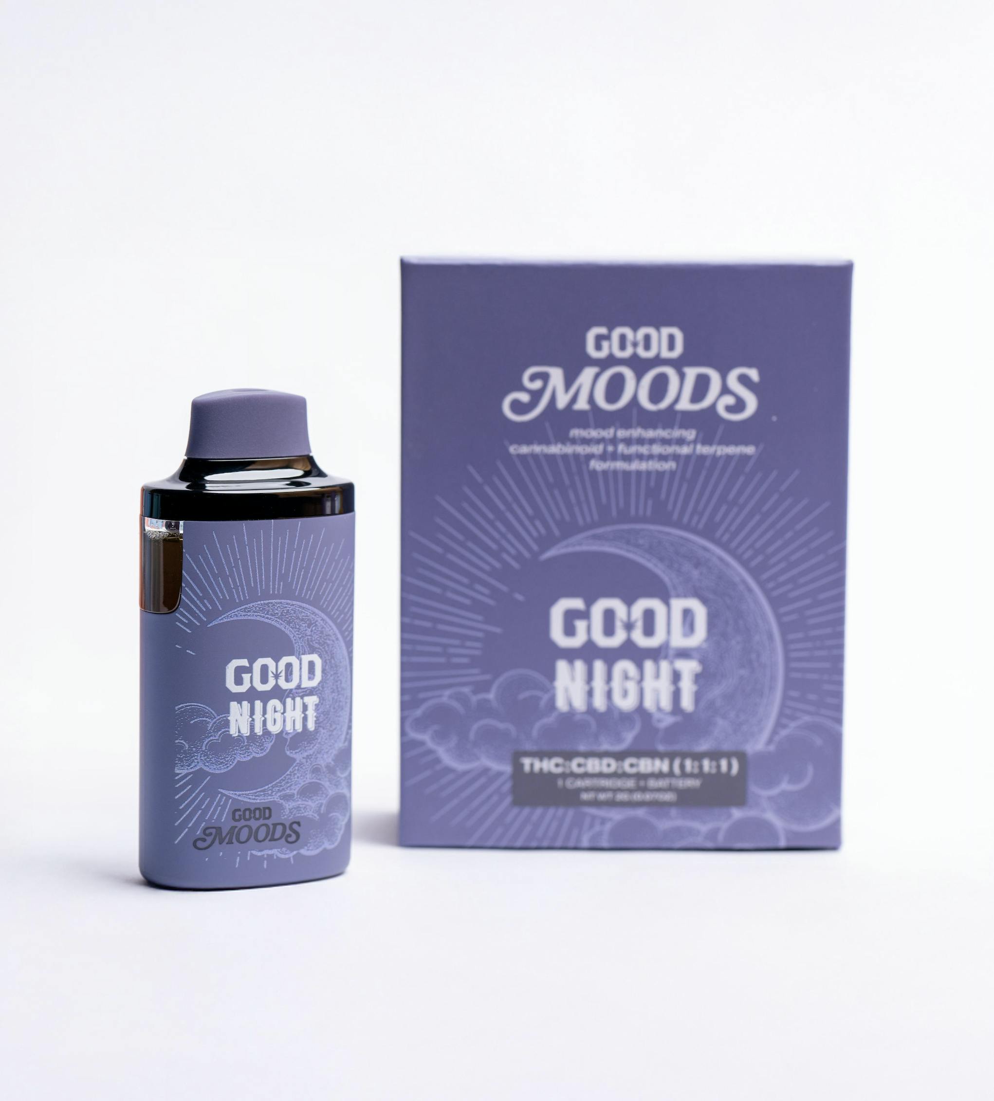 GOOD Moods - Night 1:1:1 THC:CBD:CBN (ind) | Distillate Disposable | 31%THC | 30%CBD | 31%CBN | GOOD
