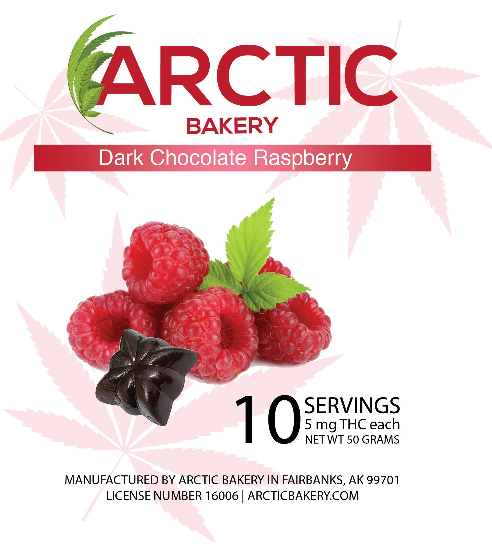 Arctic Stars - Raspberry Dark Chocolate (hyb) | 10pk Chocolate | 100mgTHC | Arctic Bakery