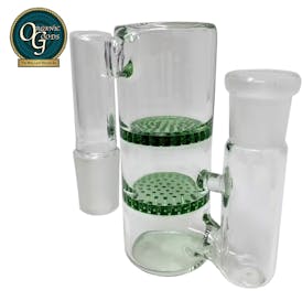 Green & Clear Glass Honeycomb Perc Ash Catcher