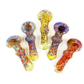 3.5" Hand Pipe Spoon with Frit and Silver Fume Glass
