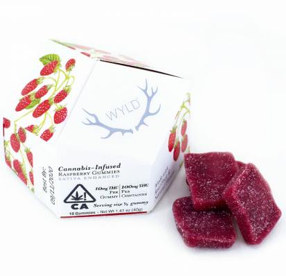Raspberry Sativa Enhanced Gummies | 100mg | 10ct | 10mg/ea