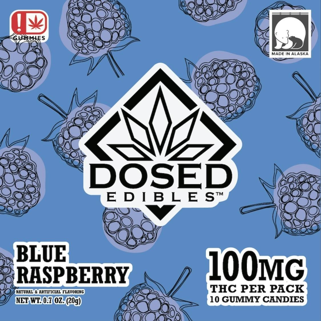 100mg Blue Raspberry Gummies By Dosed Edibles