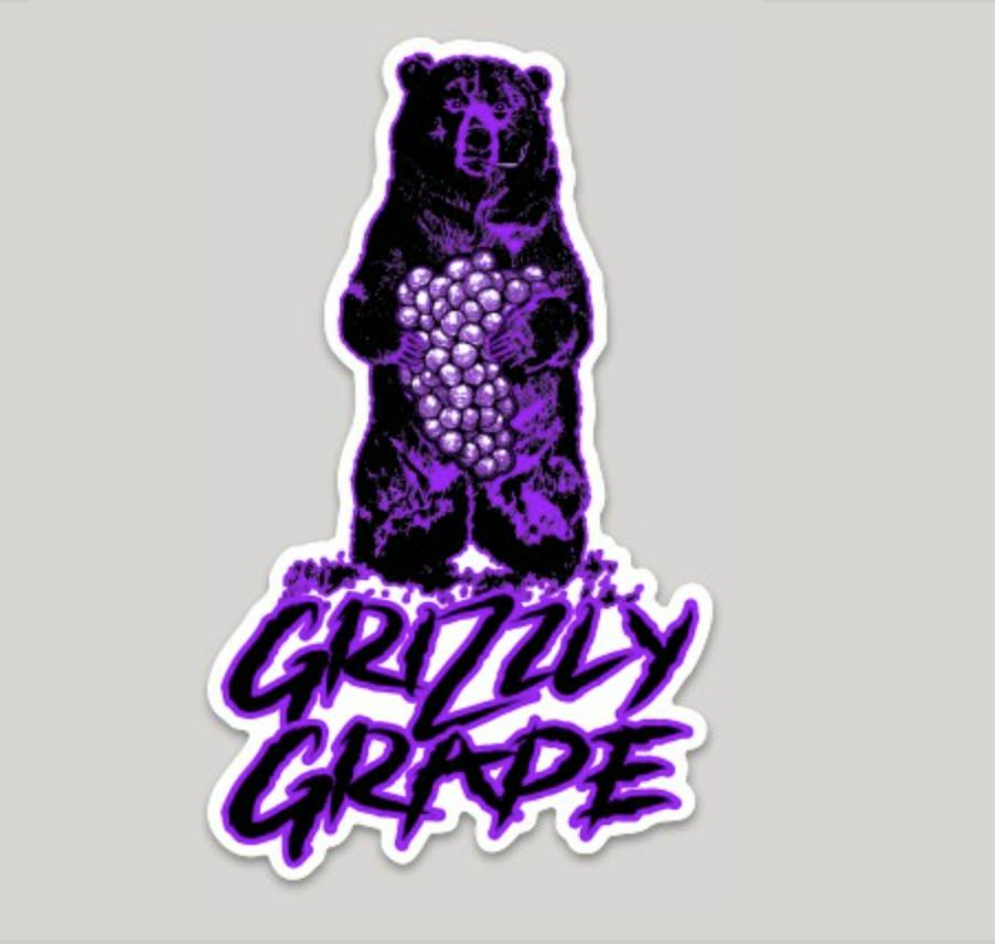 Grizzly Grape Sticker at The Fireweed Factory