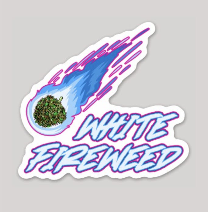 White Fireweed Sticker at The Fireweed Factory
