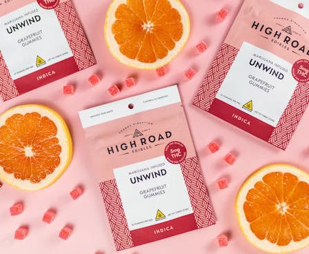 Grapefruit Unwind Gummies, 100mg 20-pack by High Road Edibles