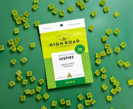 Green Apple Inspire Gummies, 100mg 20-pack by High Road Edibles
