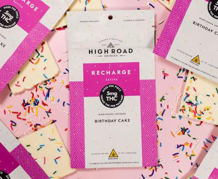 Birthday Cake Sprinkles Recharge White Chocolate Bar, 100mg 20-piece by High Road Edibles