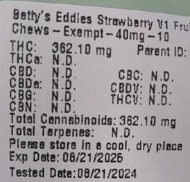 Betty's Eddies | Strawberry Fruit Chews | 10 x 40mg