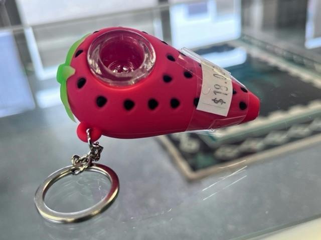 Strawberry Keychain Silicone Pipe at Indian Trail Farms (Medical)