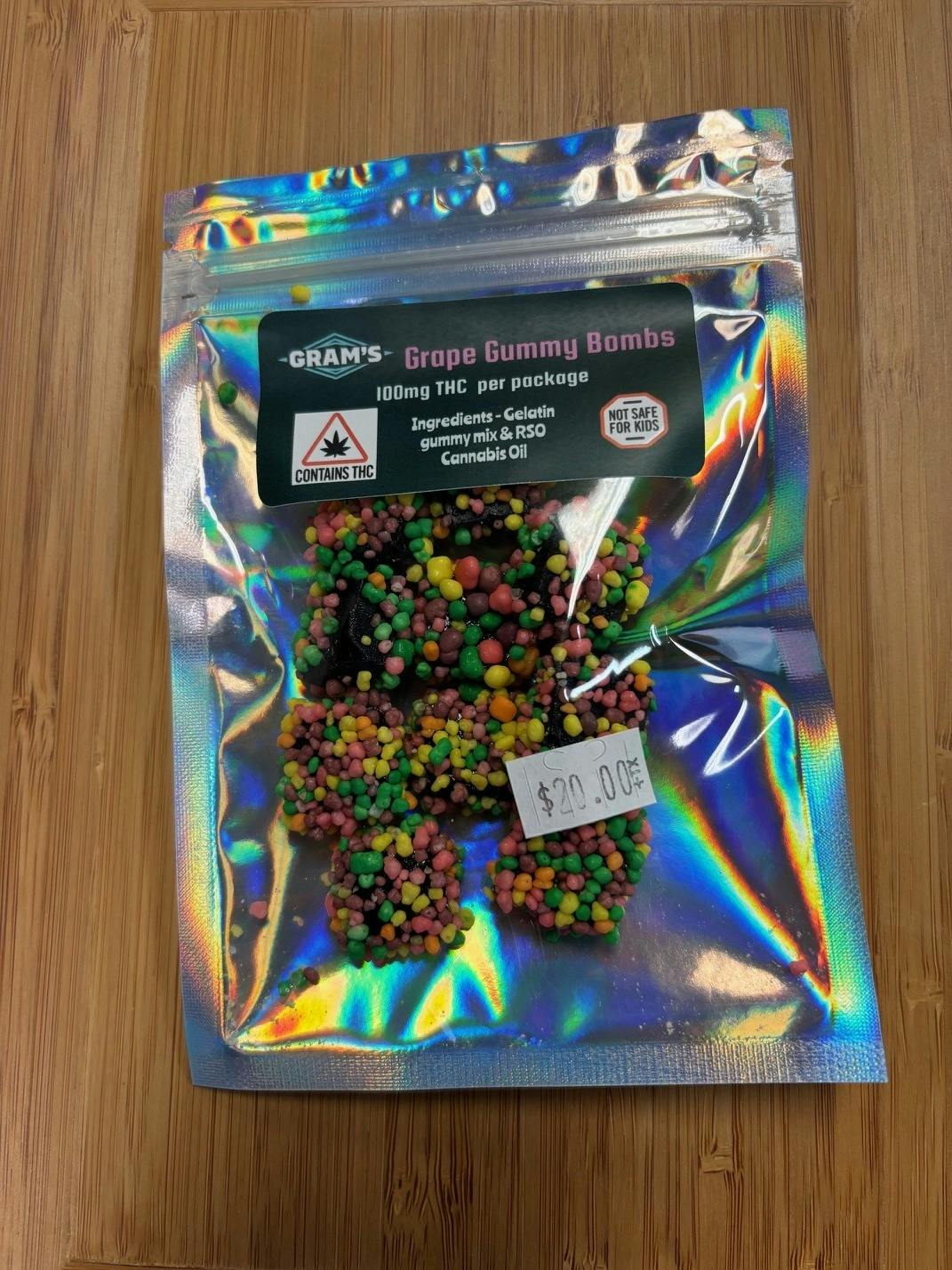 Grape Gummy Bombs 100mg at Indian Trail Farms (Medical)