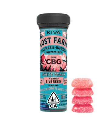 White Peach'White Widow & White CBG'1:1THC:CBG Gummies |100mg|10ct| 10mg/ea