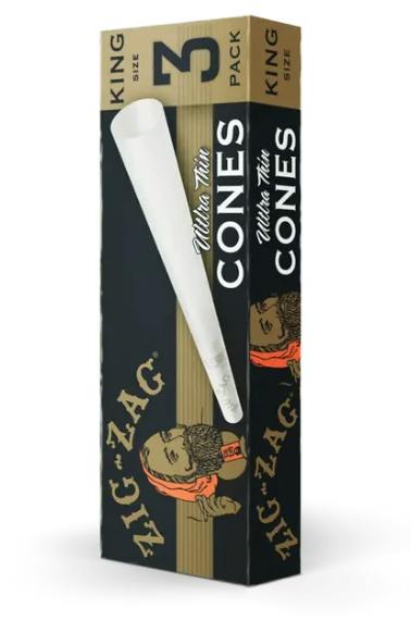 Zig Zag Ultra Thin King Cones (3pk)
