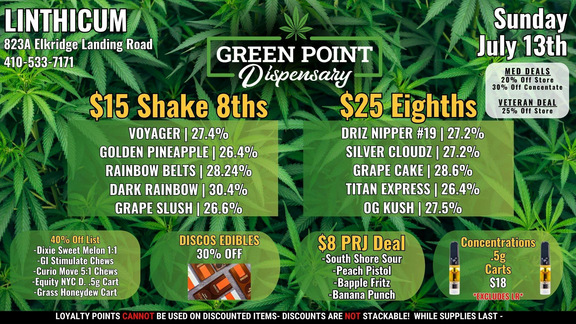 BWI - Sunday Deals!! at Green Point Wellness - Linthicum | Weedmaps