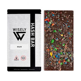 Wisely Edibles - Milk Chocolate M&M Hash Bar (10mg squares/100mg package Live Rosin)