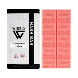 Wisely Edibles - White Chocolate Strawberry & Cream Hash Bar (10mg squares/100mg package Live Rosin)