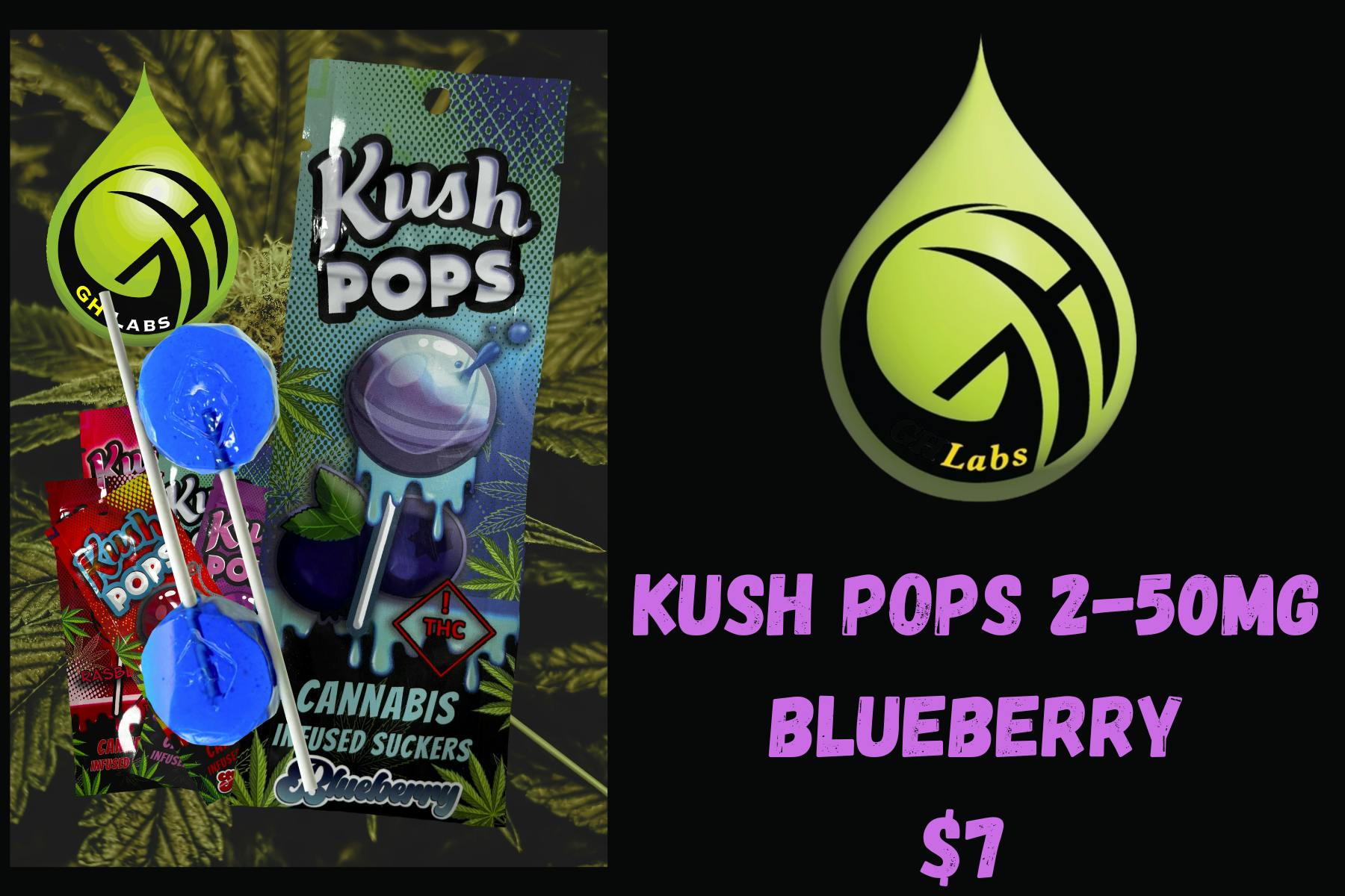 GH Labs - Kush Pops 100mg - Blueberry