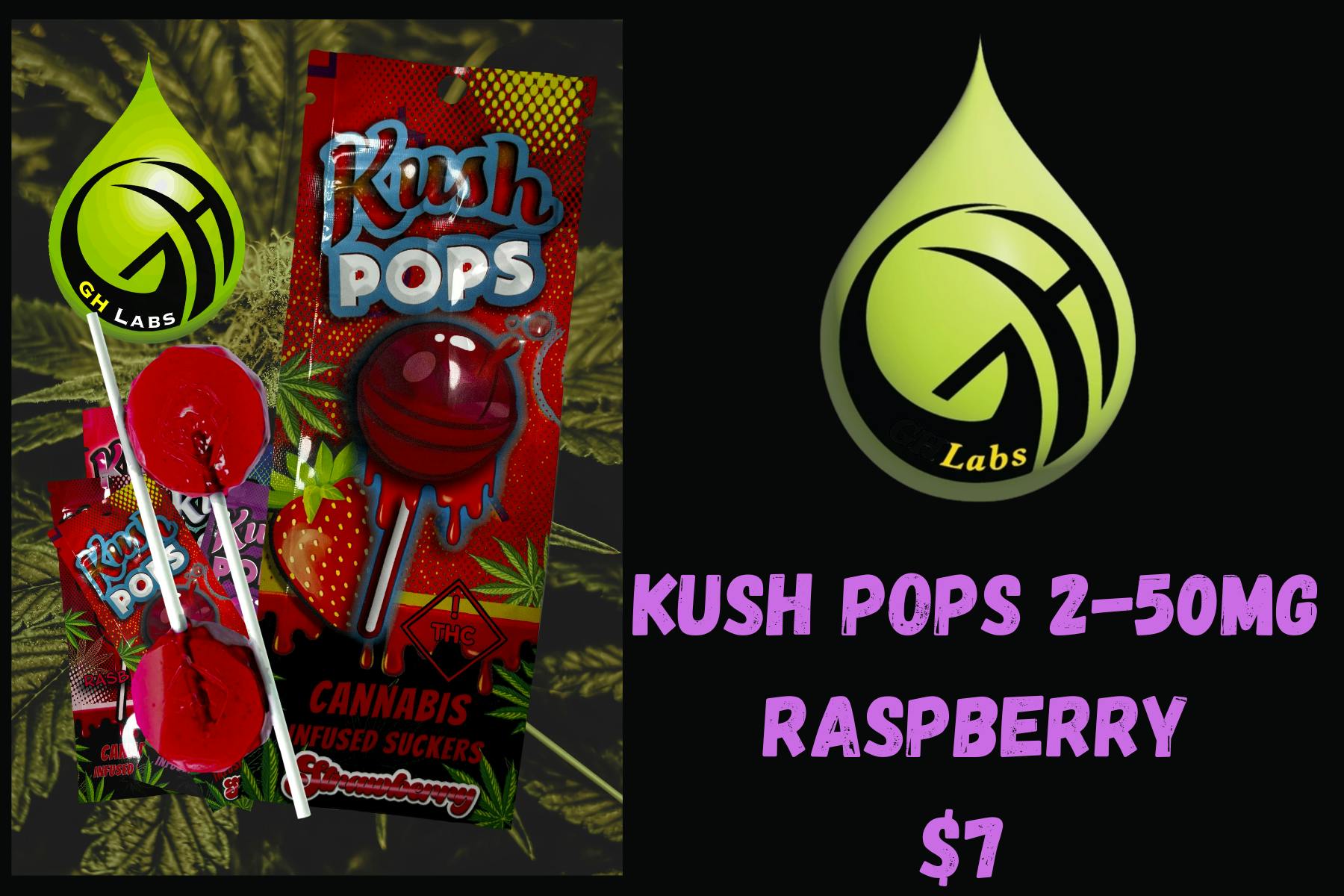 GH Labs - Kush Pops 100mg - Raspberry