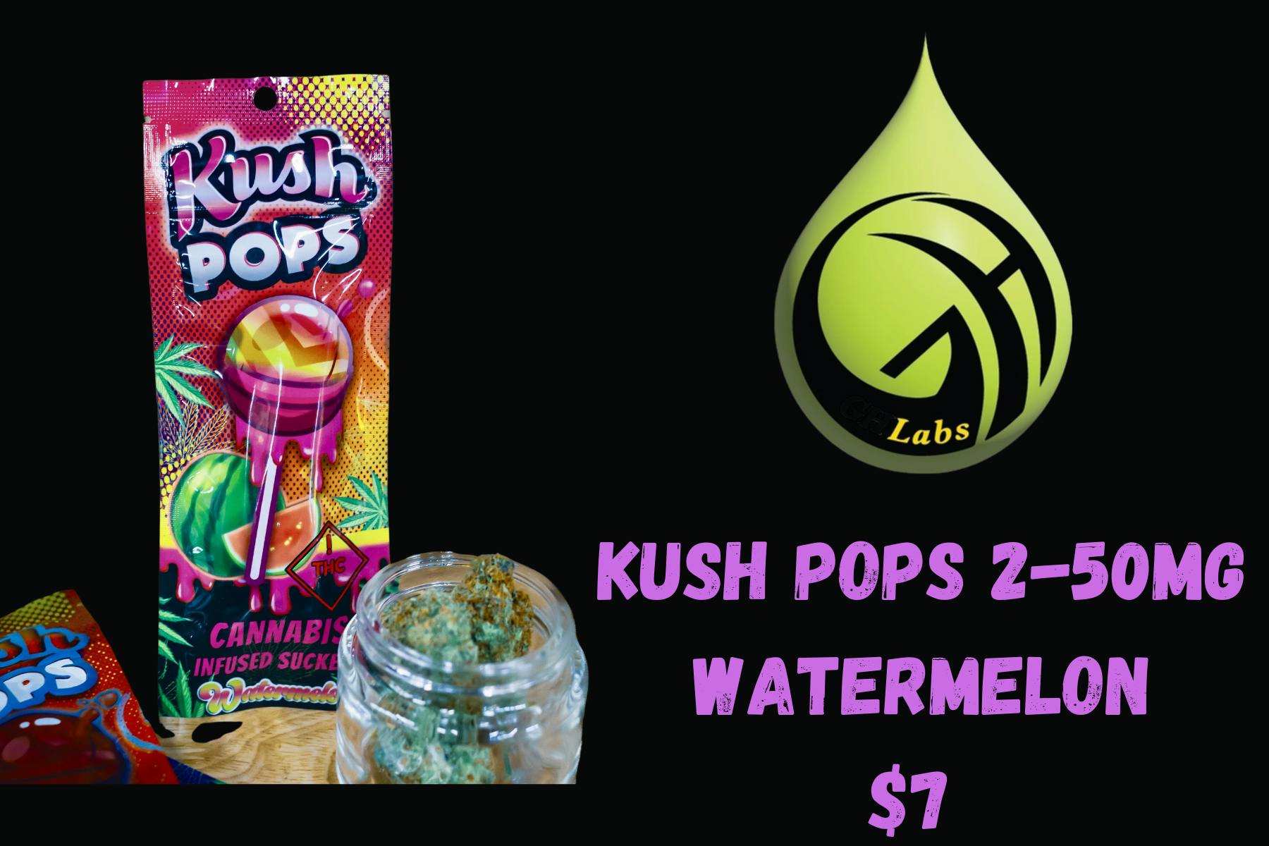 GH Labs - Kush Pops 100mg - Watermelon