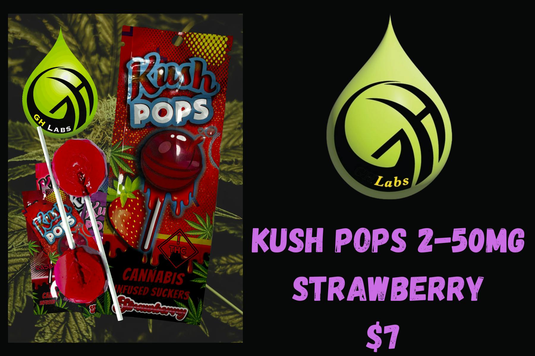 GH Labs - Kush Pops 100mg - Strawberry