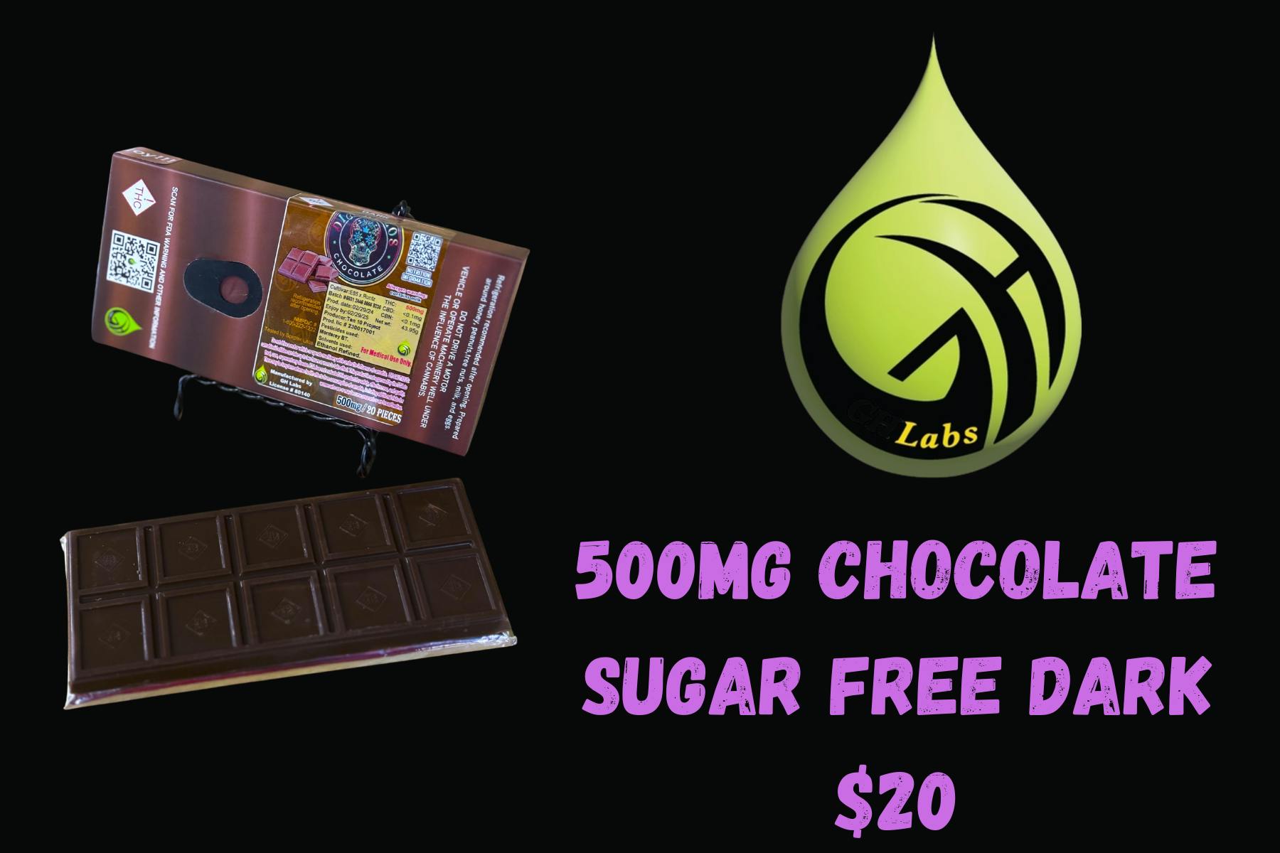 GH Labs - Sugar Free Dark Chocolate 500mg