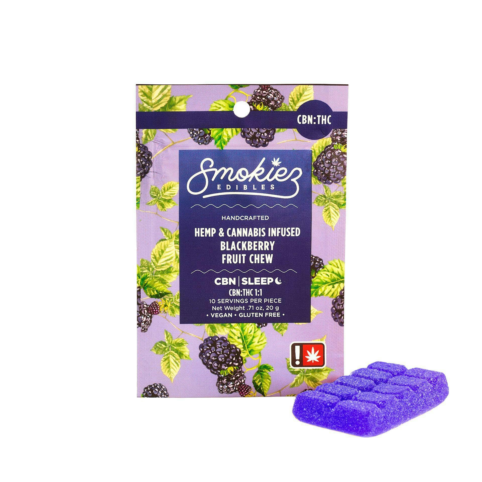 Blackberry Fruit Chew CBN:THC 1:1 | 100mg | Single by Smokiez Edibles