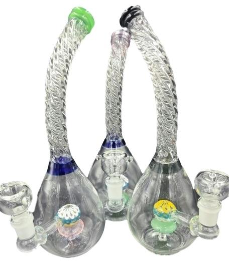 10" Curved and Swivel Neck Bong/Water Pipe Assorted Colors