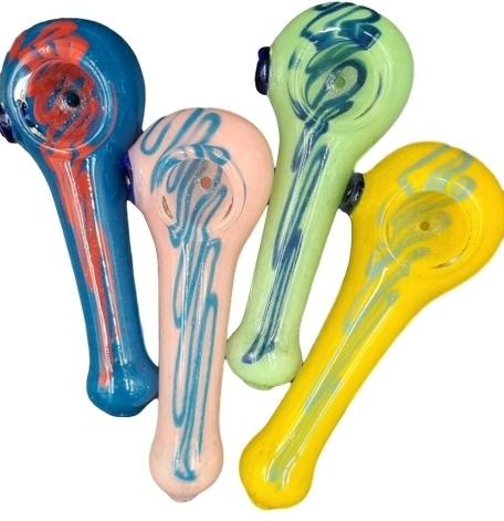 4.5" Frit Pipes with Squiggles | Assorted Colors