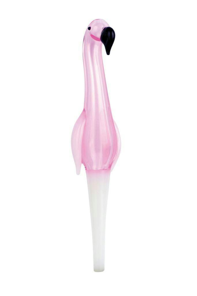 6" Flamingo Glass Dab Straw
