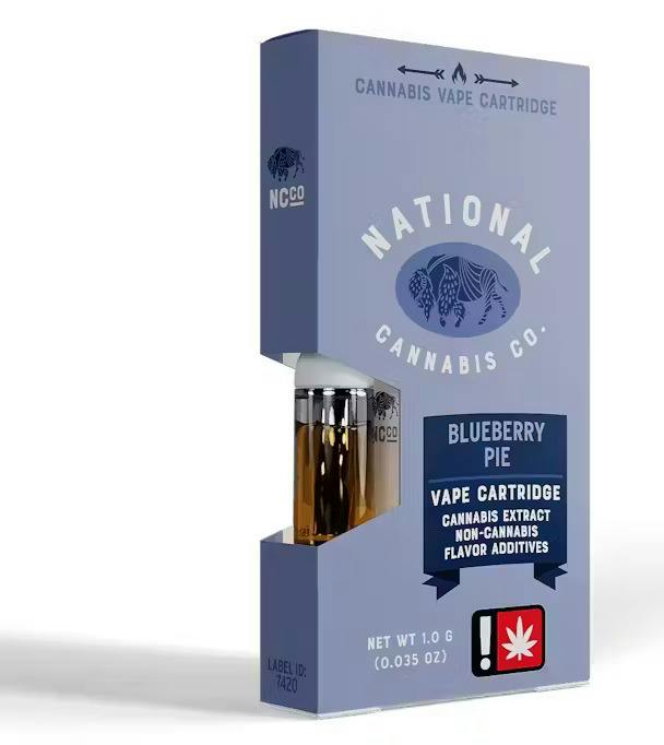 National Cannabis Company 1G Flavored Cartridge - Blueberry Pie