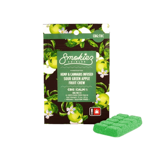 Sour Green Apple Gummies CBG:THC 1:1 | 100mg by Smokiez Edibles