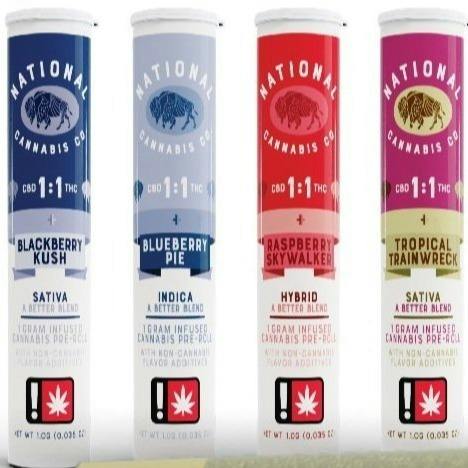 National Cannabis Company 1:1 THC CBD 1G Flavored Preroll - Raspberry Skywalker