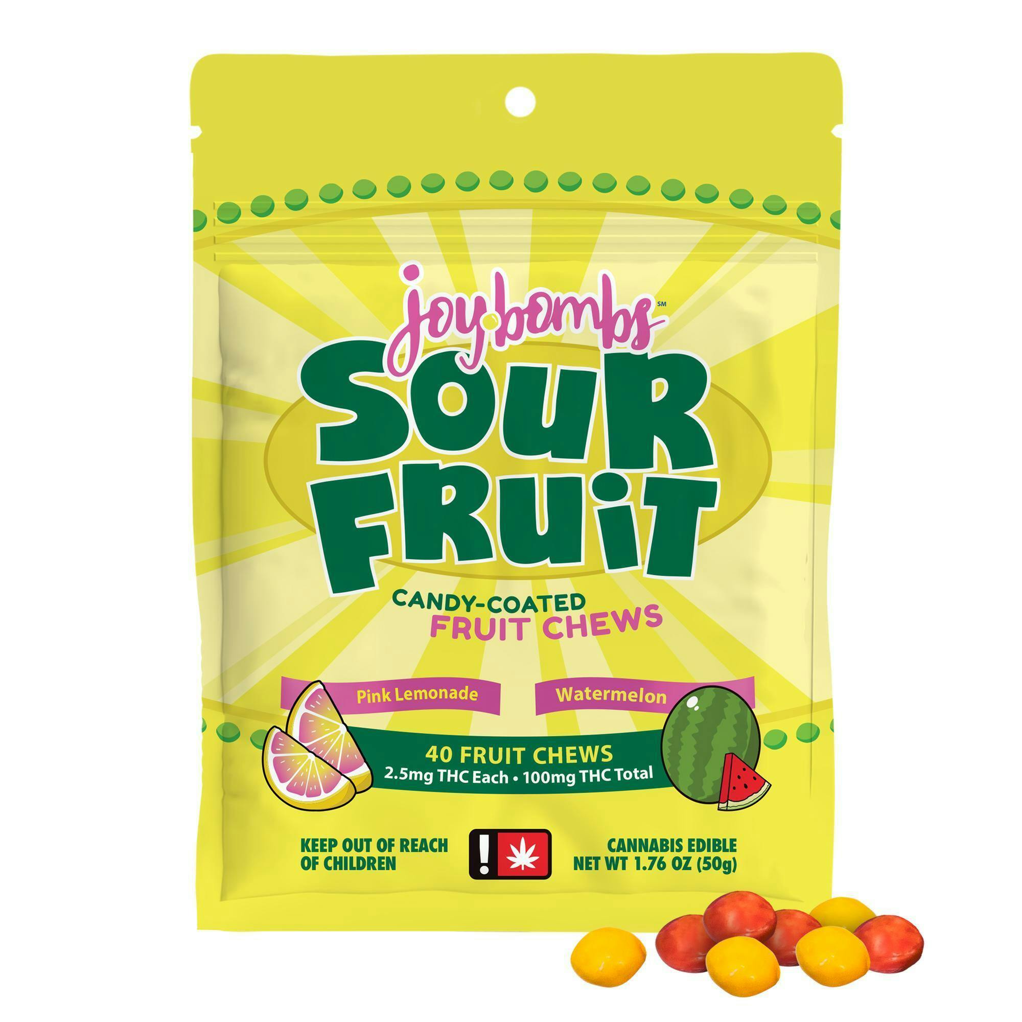 Joy Bombs Sour Fruit - 100mg THC (40pk / 2.5mg THC ea) by Joyibles