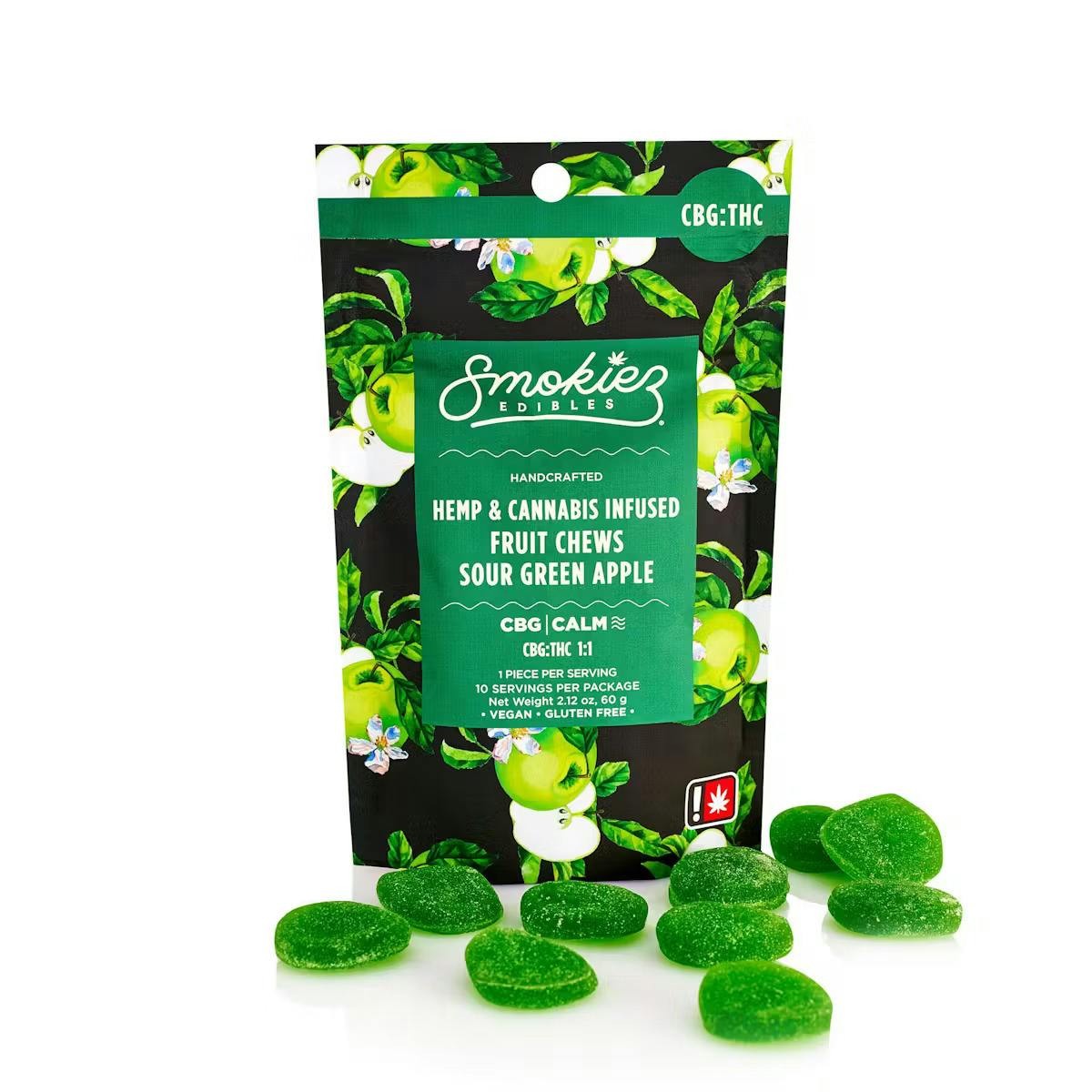 Sour Green Apple Gummies CBG:THC 1:1 | 100mg | 10ct | 10mg/ea